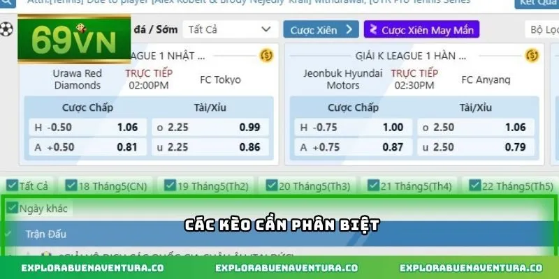 Các kèo cần phân biệt