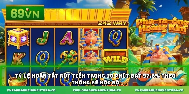 Tỷ lệ hoàn tất rút tiền trong 10 phút đạt 97.6% theo thống kê nội bộ.